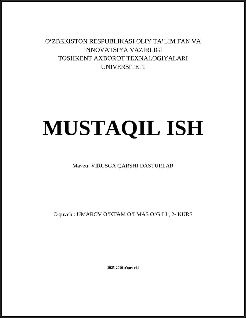 VIRUSGA QARSHI DASTURLAR