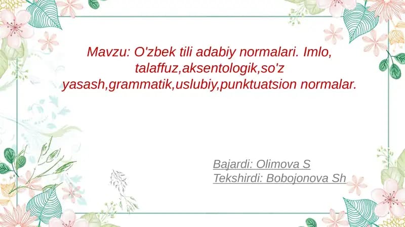 O'zbek tilining adabiy normativlari