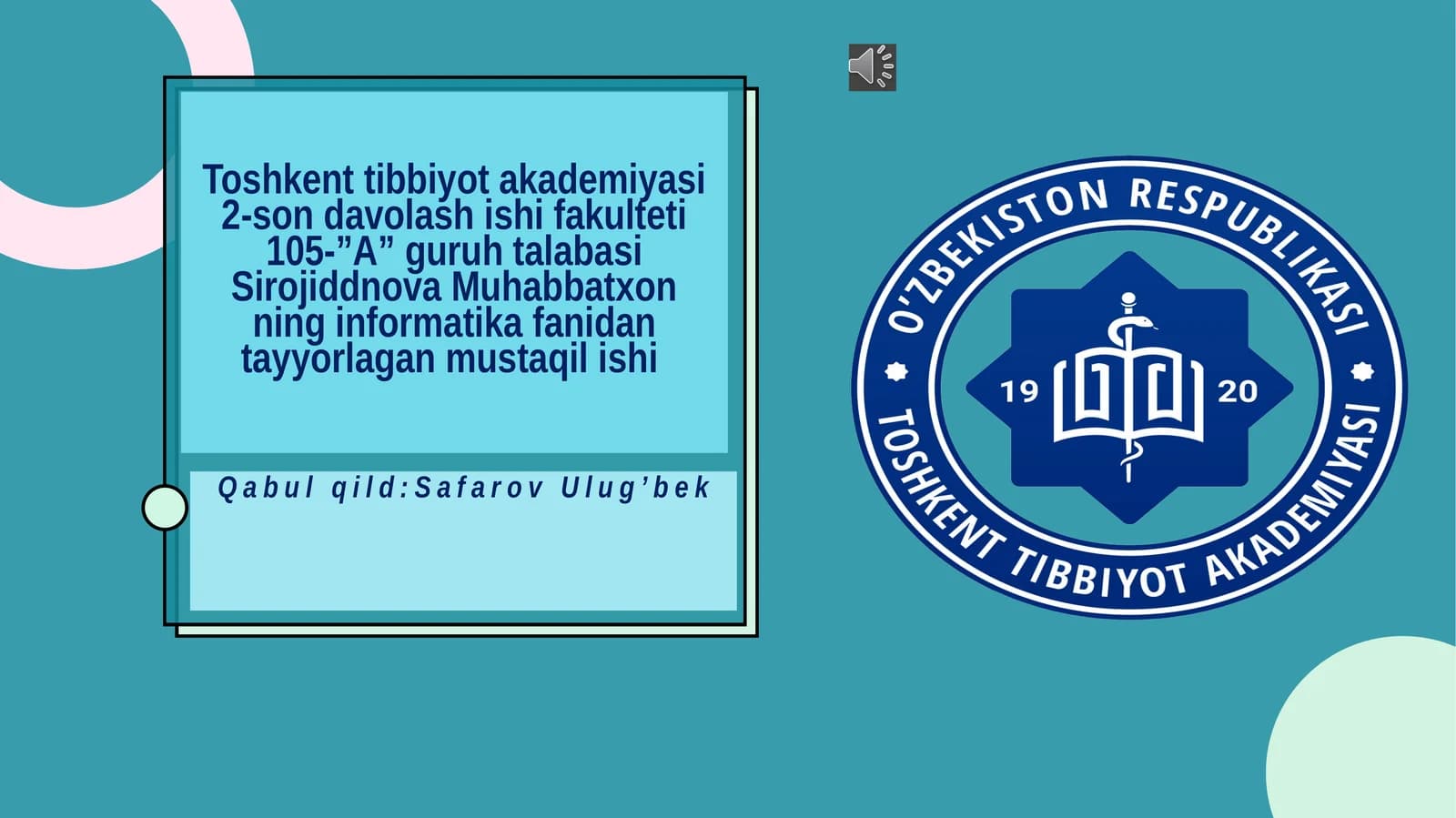 informatika fanidan tayyorlagan mustaqil ishi