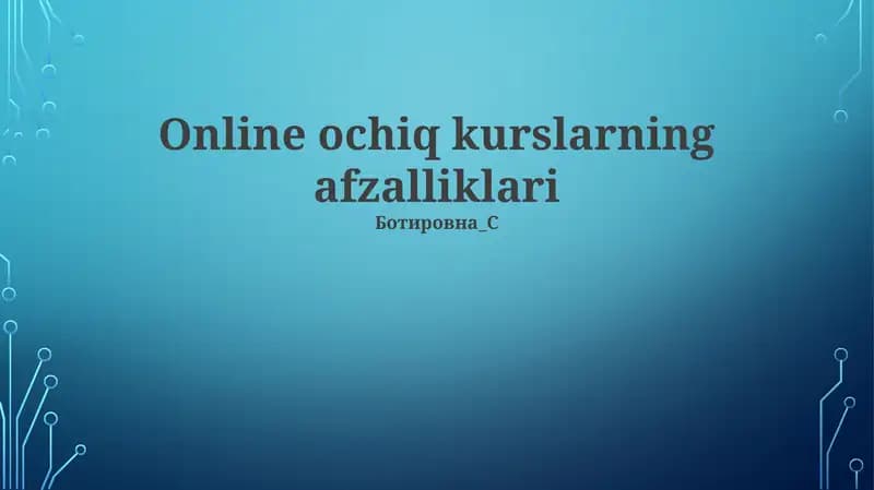 Online ochiq kurslar