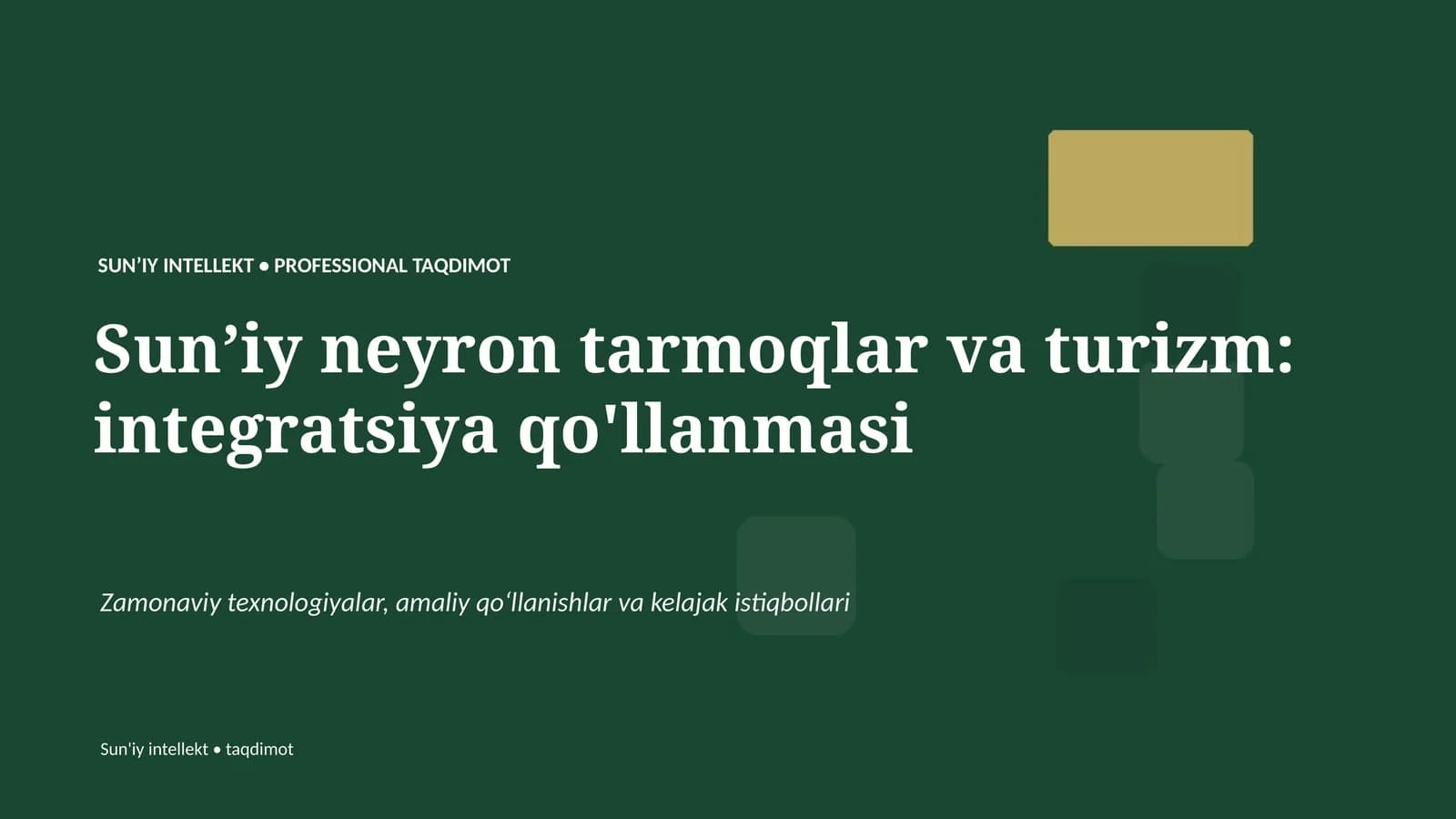 Sunʼiy neyron tarmoqlar va turizm: integratsiya qo'llanmasi