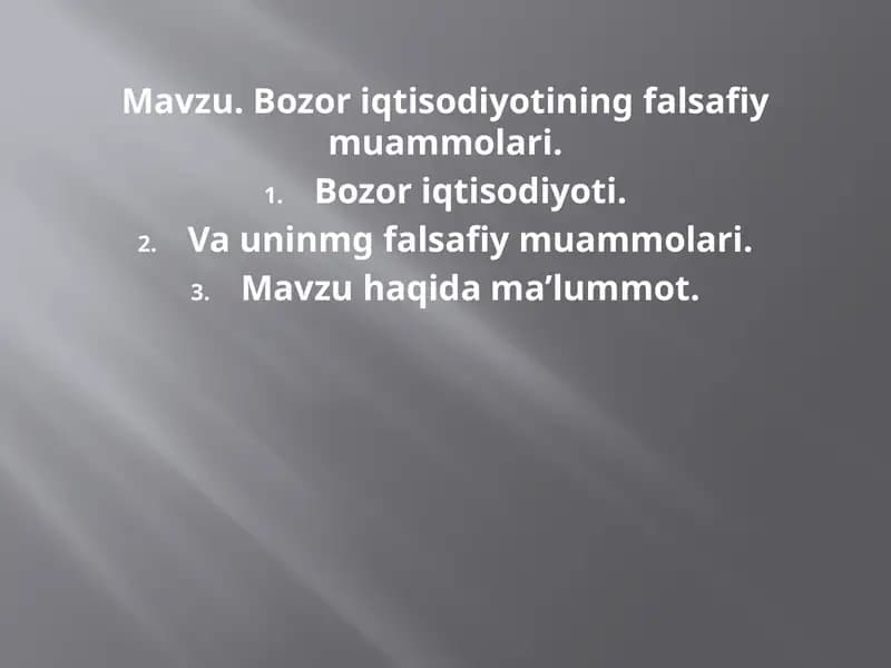 Bozor iqtisodiyotining falsafiy muammolari