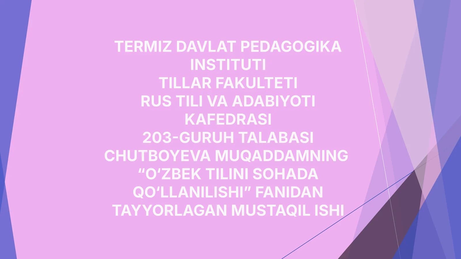 O‘ZBEK TILINI DAVLAT TILI SIFATIDAGI NUFUZINI OSHIRISH BO‘YICHA QILINAYOTGAN ISHLAR