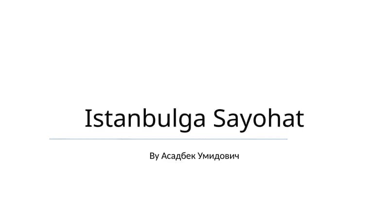 Istanbulga Sayohat