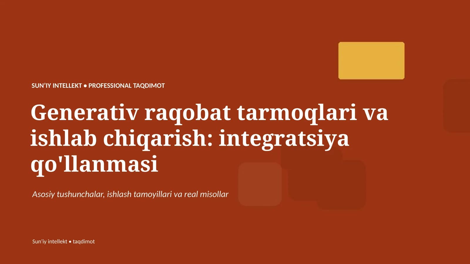 Generativ raqobat tarmoqlari va ishlab chiqarish: integratsiya qo'llanmasi