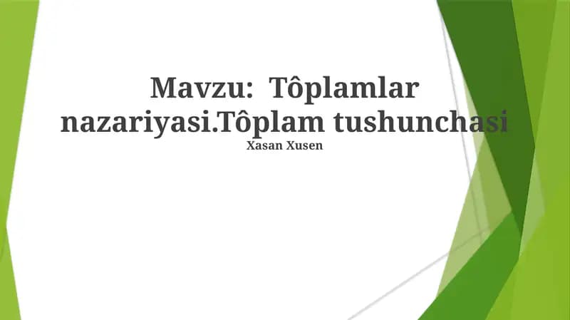 To'plamlar nazariyasi