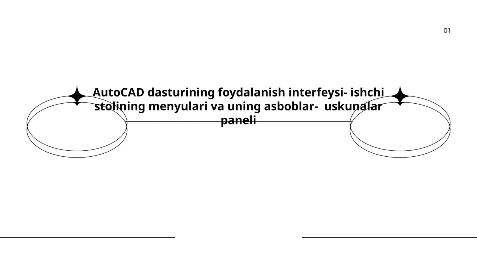 AutoCAD dasturining foydalanish interfeysi- ishchi stolining menyulari va uning asboblar- uskunalar paneli