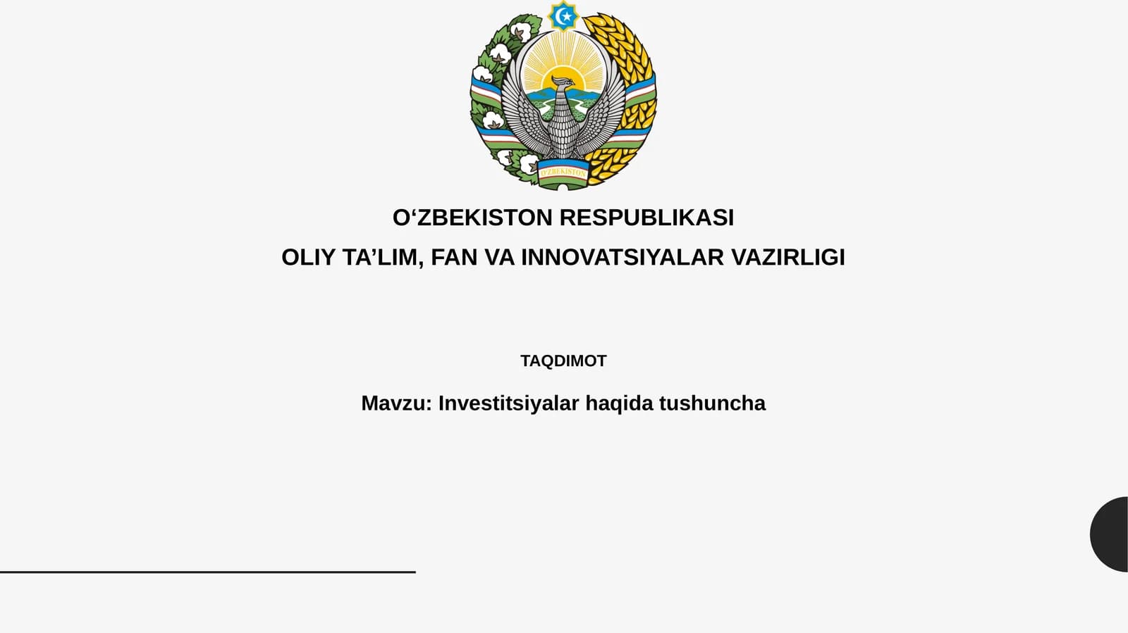 Investitsiyalar haqida tushuncha