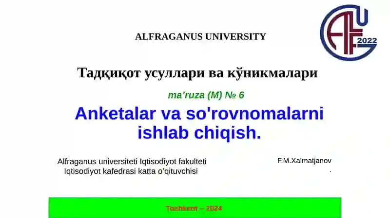 Tadqiqot usullari va ko'nikmalar