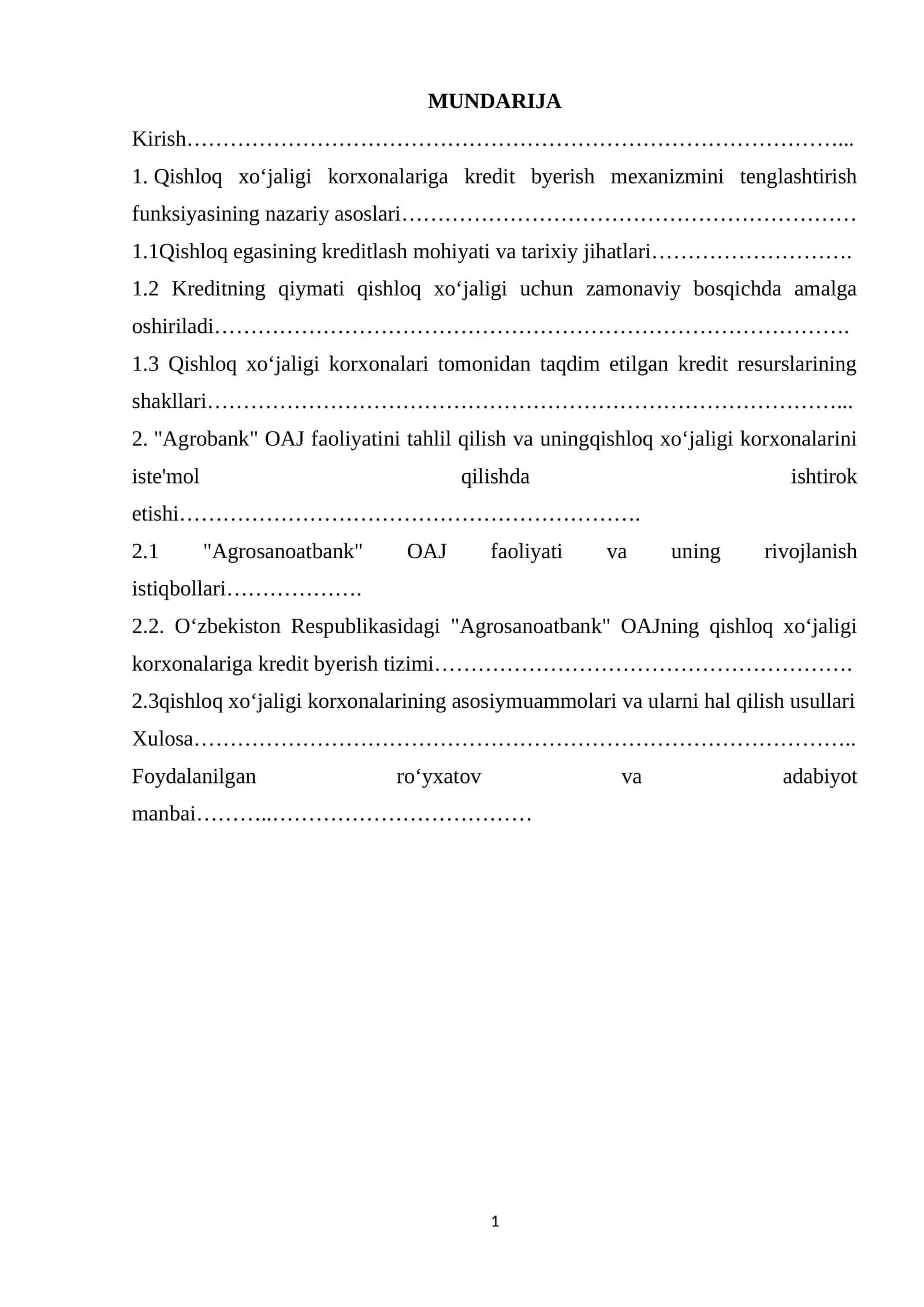Qishloq xo‘jaligi korxonalariga kredit byerish mexanizmini tenglashtirish funksiyasining nazariy asoslari.docx