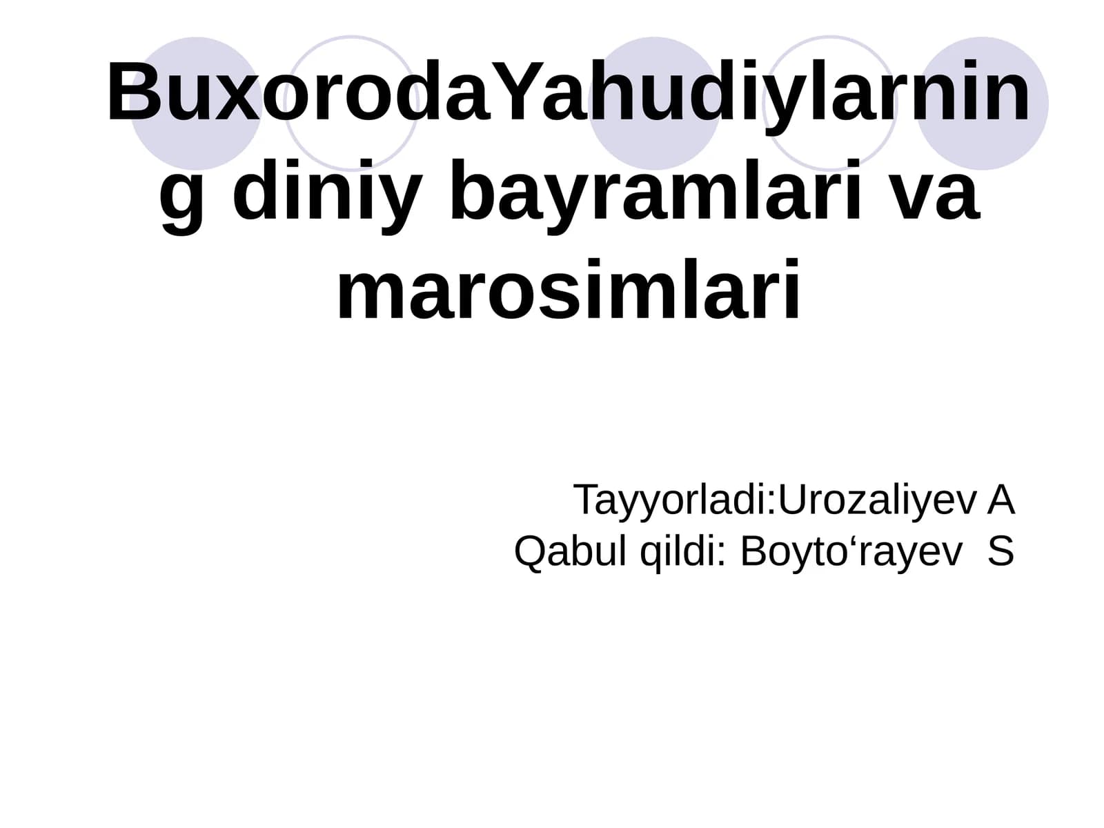Buxoroda Yahudiylarning diniy bayramlari va marosimlari
