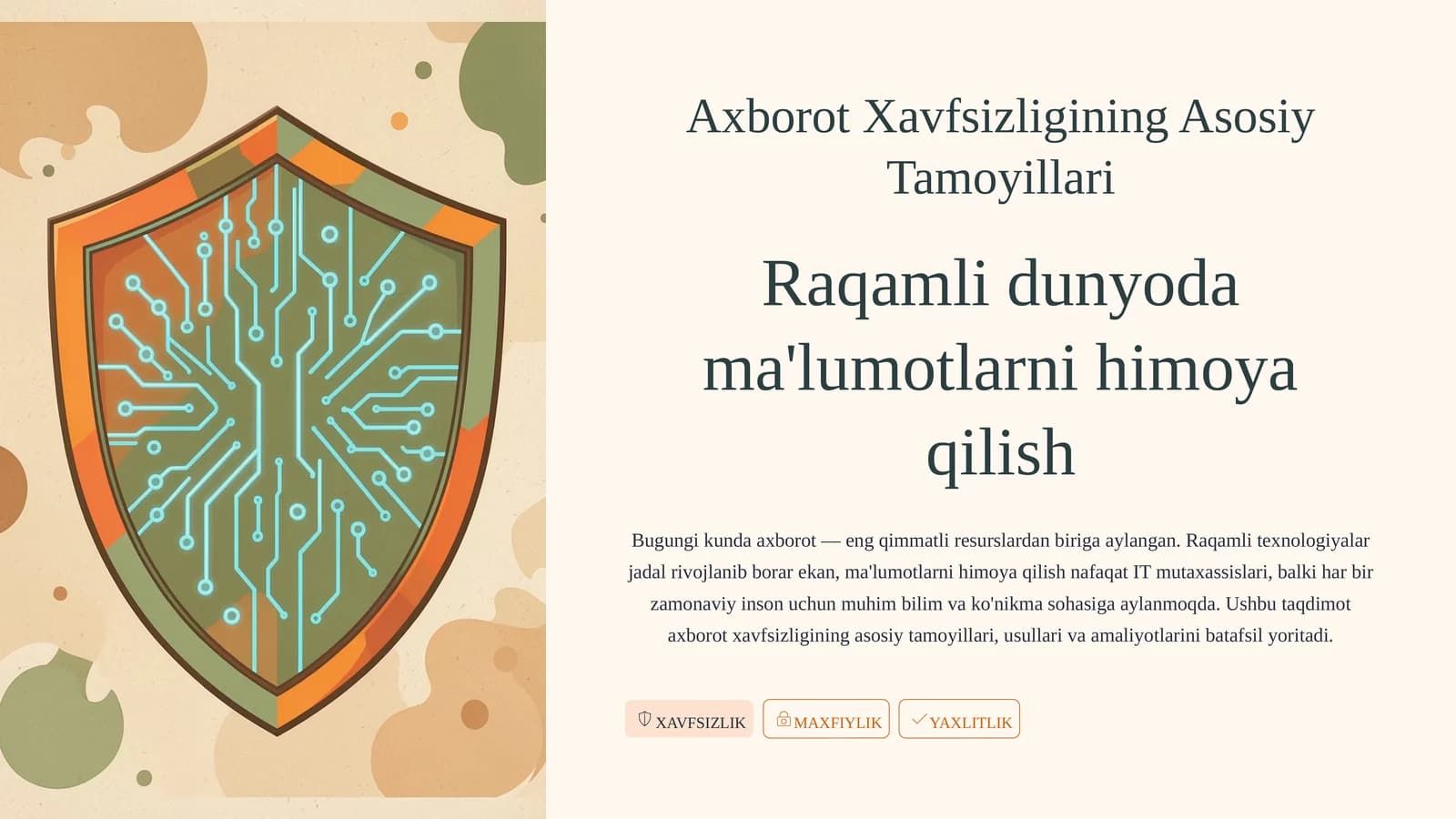 Axborot Xavfsizligining Asosiy Tamoyillari