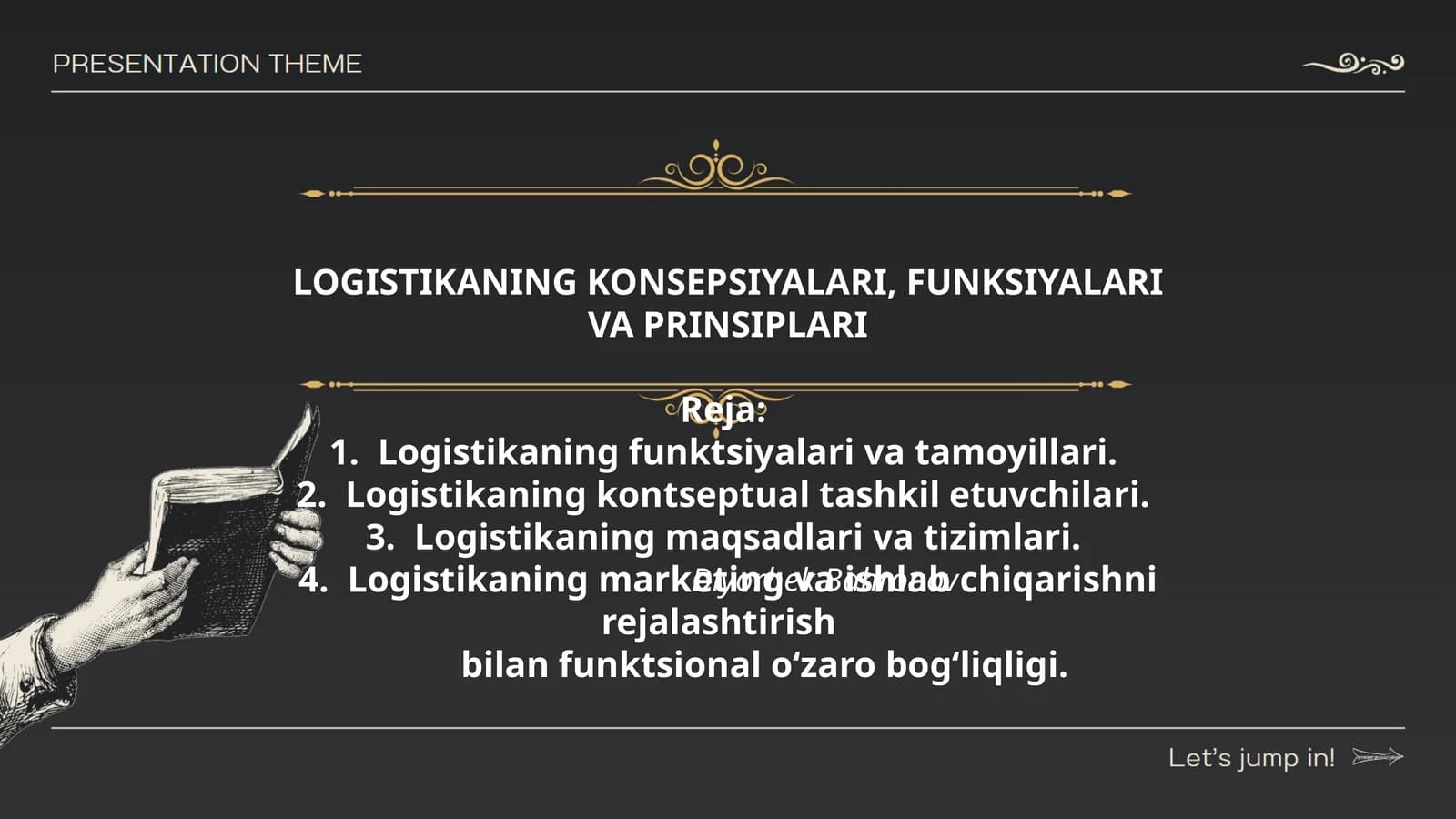 LOGISTIKANING KONSEPSIYALARI, FUNKSIYALARI VA PRINSIPLARI