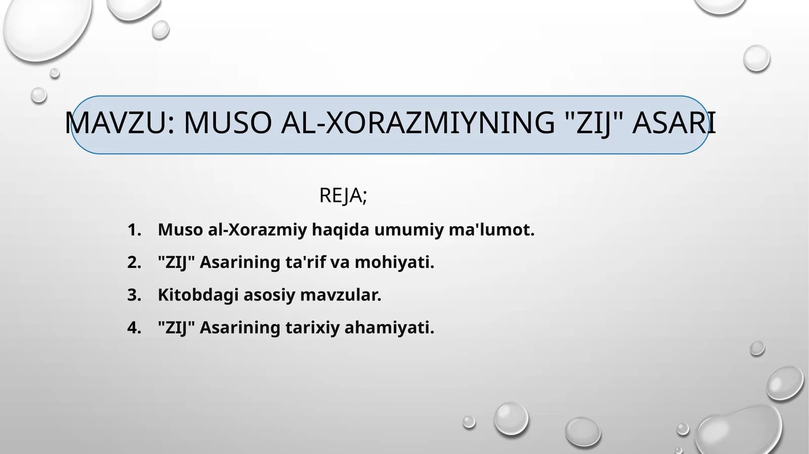 Muso al-Xorazmiyning Zij asari
