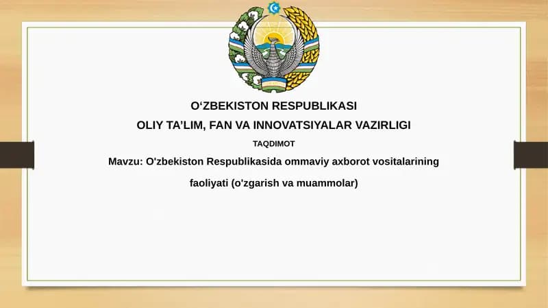 O'zbekiston OAV: O'zgarishlar va Tendensiyalar