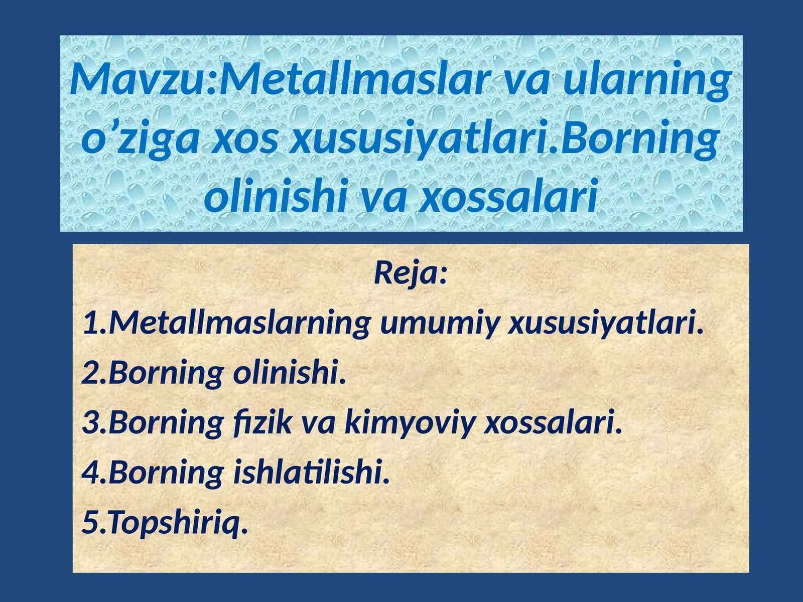 Metallmaslar va ularning o’ziga xos xususiyatlari