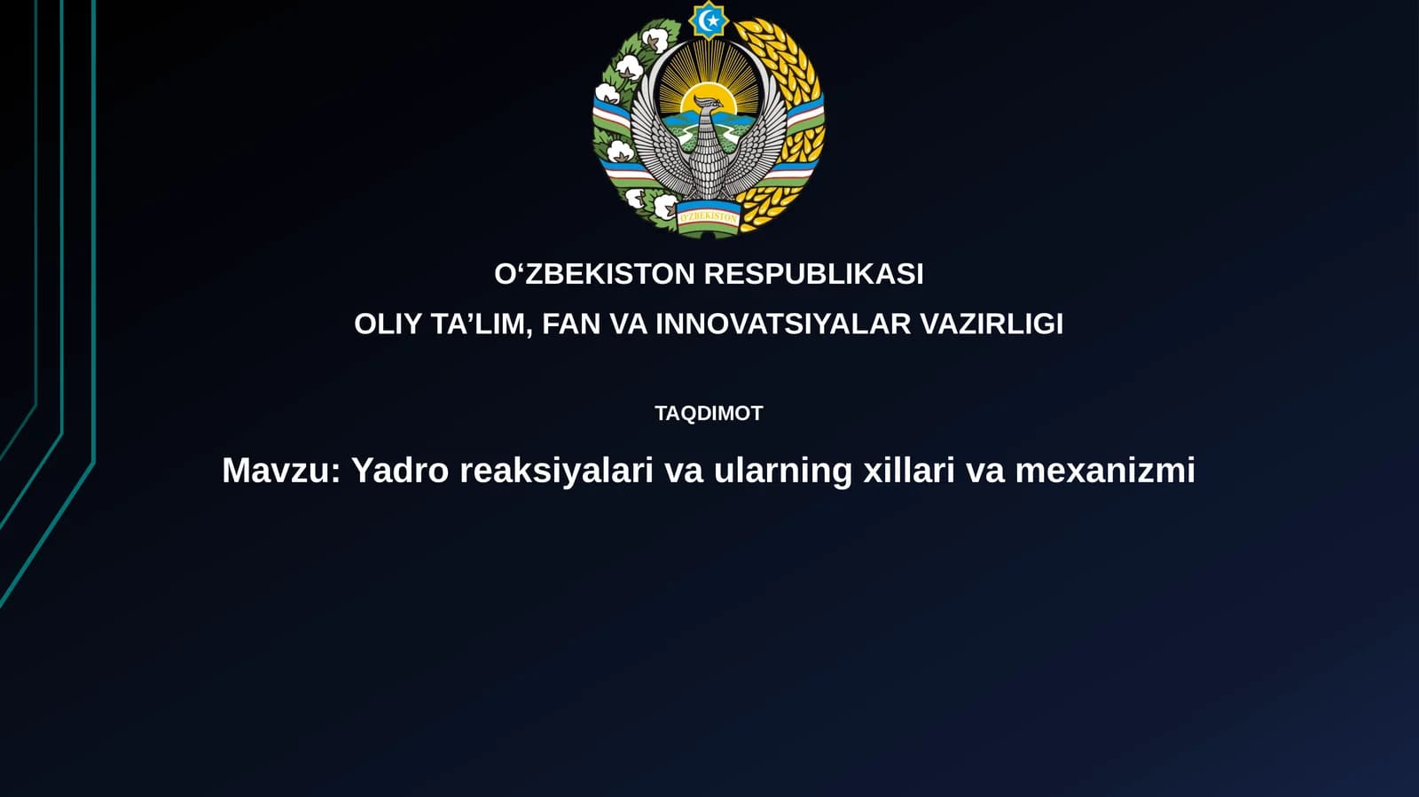 Yadro reaksiyalarivaularningxillarivamexanizmi