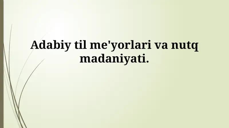 Adabiy til me'yorlari va nutqmadaniyati