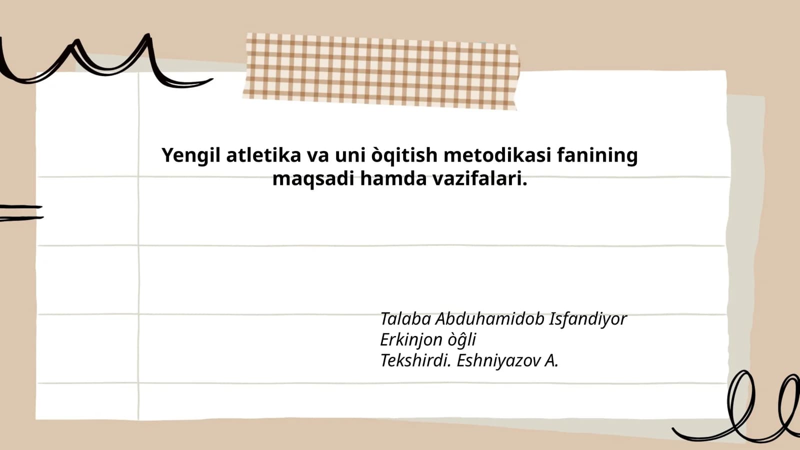 Yengil atletika va uni òqitish metodikasi