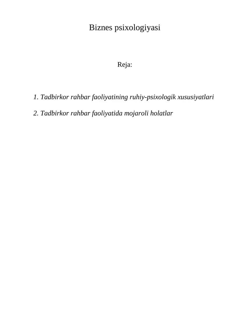 Biznes psixologiyasi