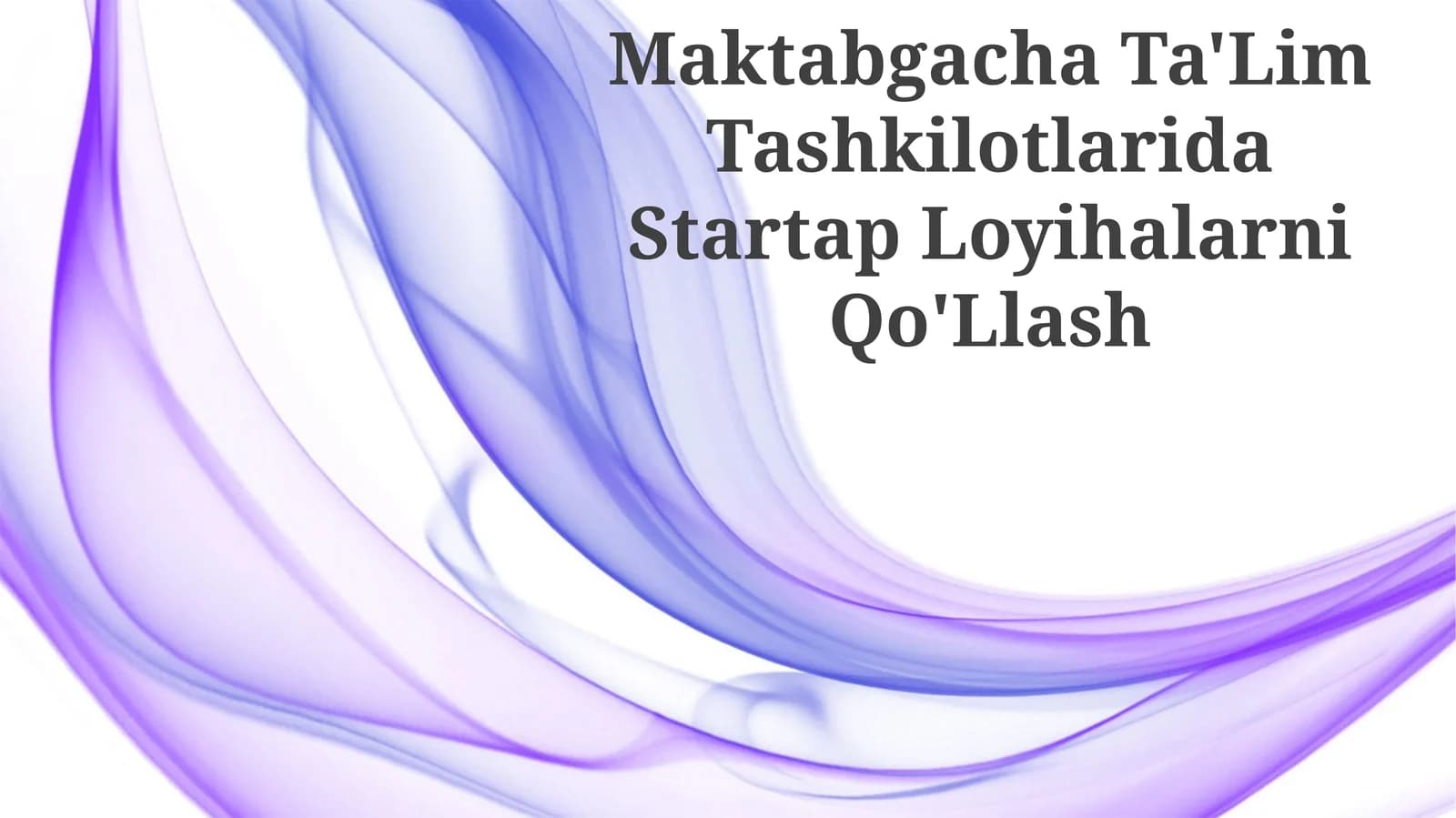 Startap Loyihalarni Qo'Llash
