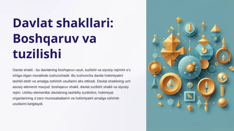 Davlat shakllari:Boshqaruv va tuzilishi