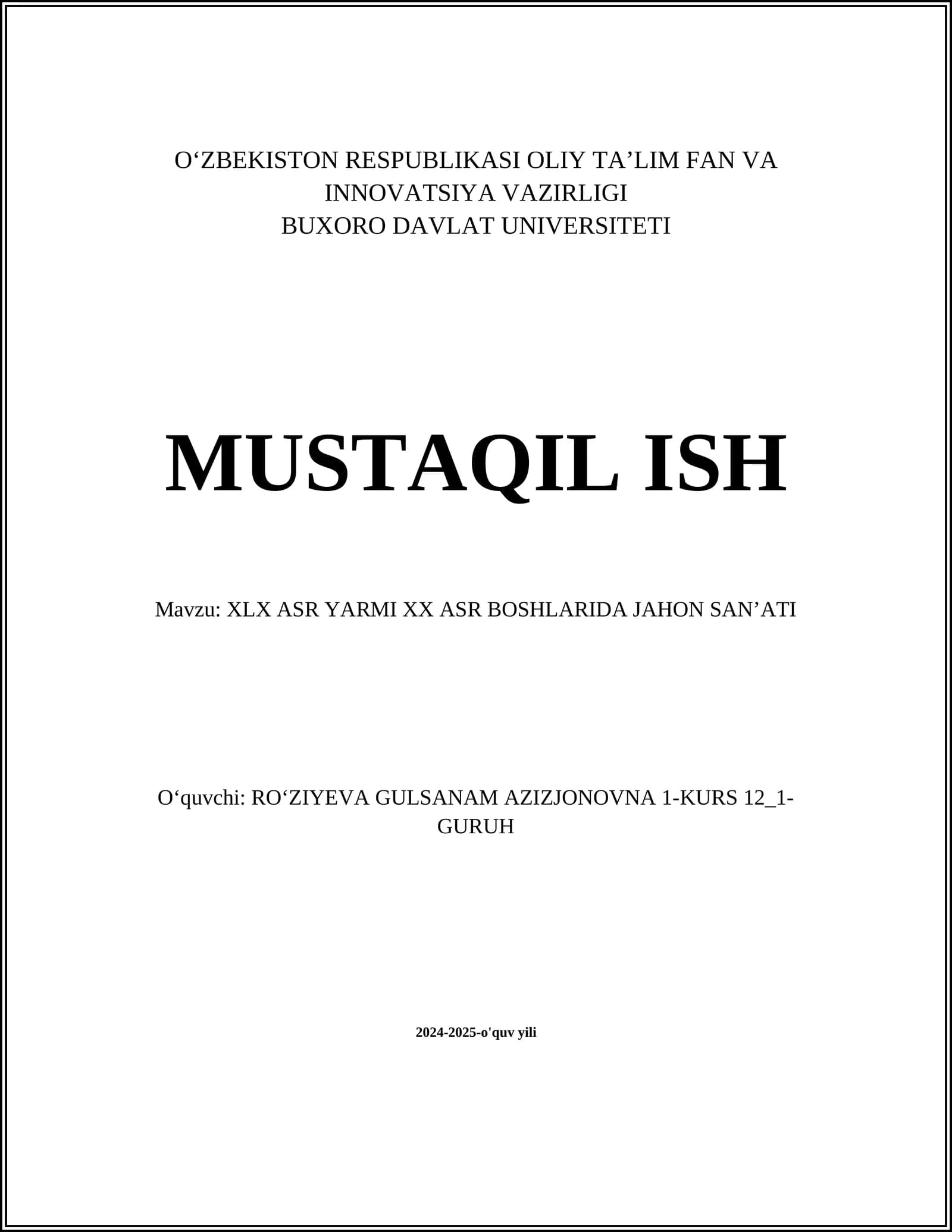 XX Asr Boshlarida Yevropa Sanʼati
