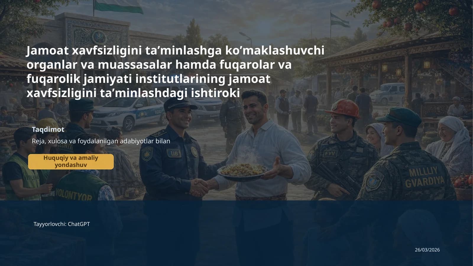Jamoat xavfsizligini taʼminlashga koʼmaklashuvchi organlar va muassasalar