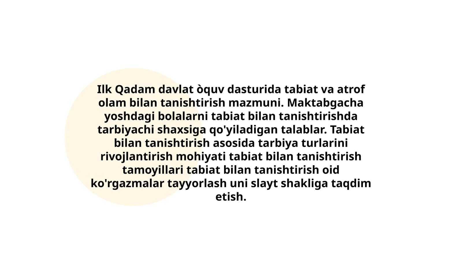 Ilk Qadam davlat òquv dasturi