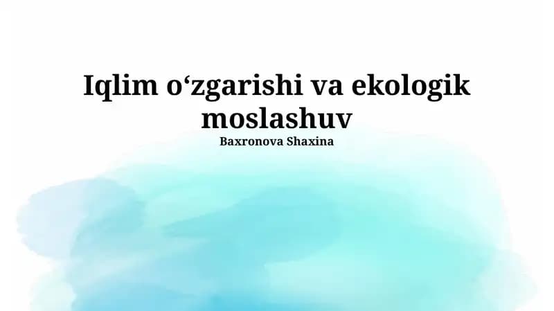 Iqlim oʻzgarishi va ekologik moslashuv