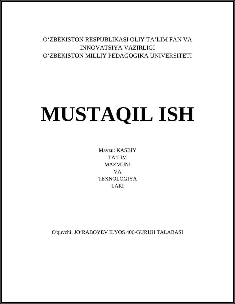 KASBIY TA’LIM