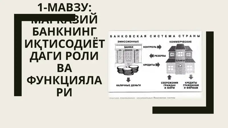 Марказий банкнинг иқтисодиётдаги роли ва функциялари