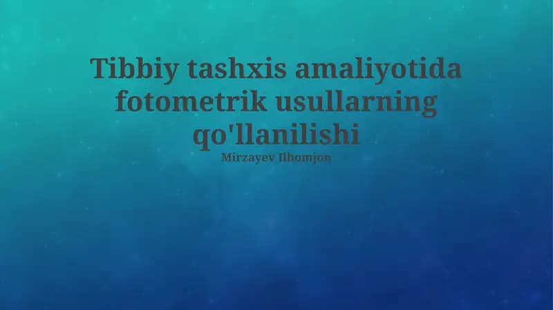 Fotometrik Usullar Yordamida Endokrin Kasalliklarni Aniqlash