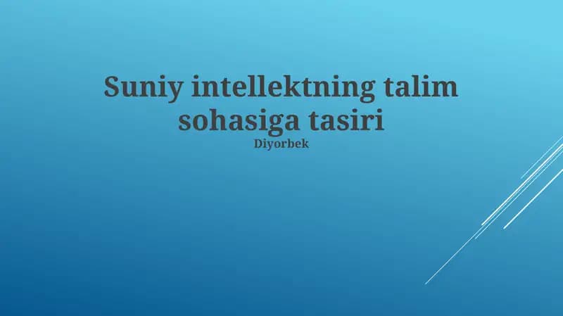 Sun'iy intellektning ta'lim sohasiga tasiri