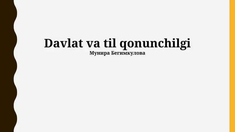 Davlat va til qonunchilgi