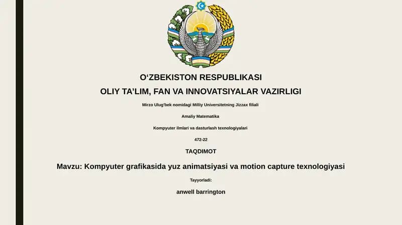 Kompyuter grafikasida yuz animatsiyasi va motion capture texnologiyasi
