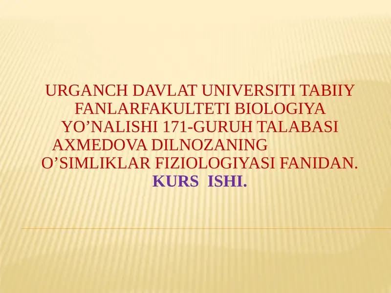 O’simliklar fiziologiyasi