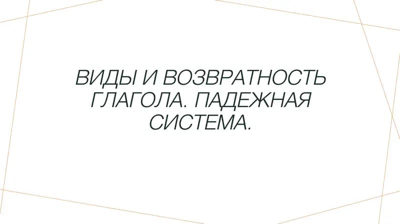 Виды и возвратность глагола. Падежная система.