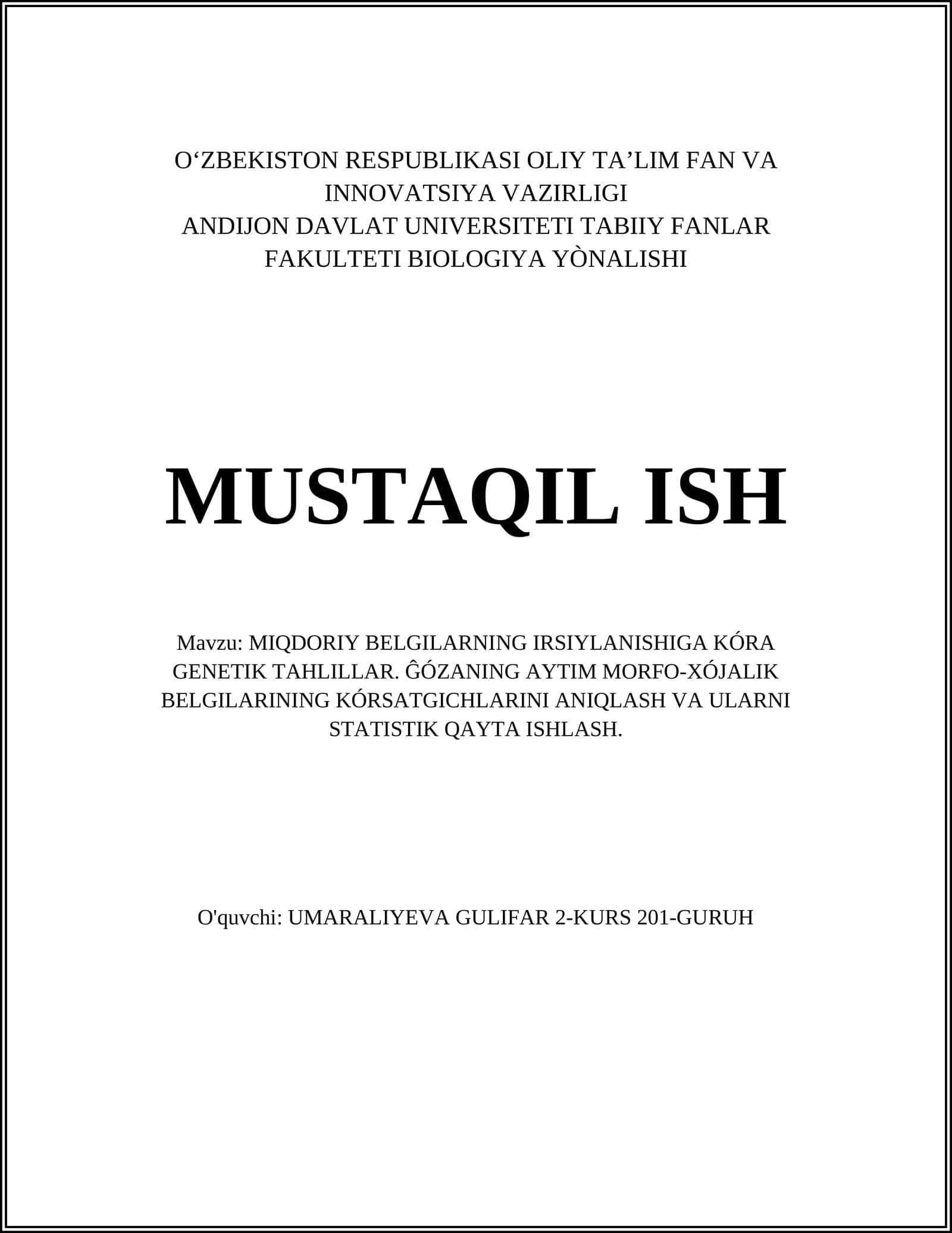 MIQDORIY BELGILARNING IRSIYLANISHI