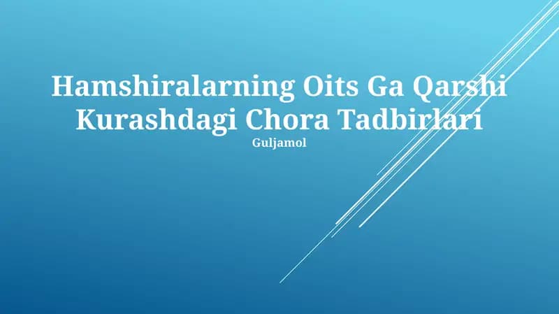 Hamshiralarning Oits Ga Qarshi Kurashdagi Chora Tadbirlari