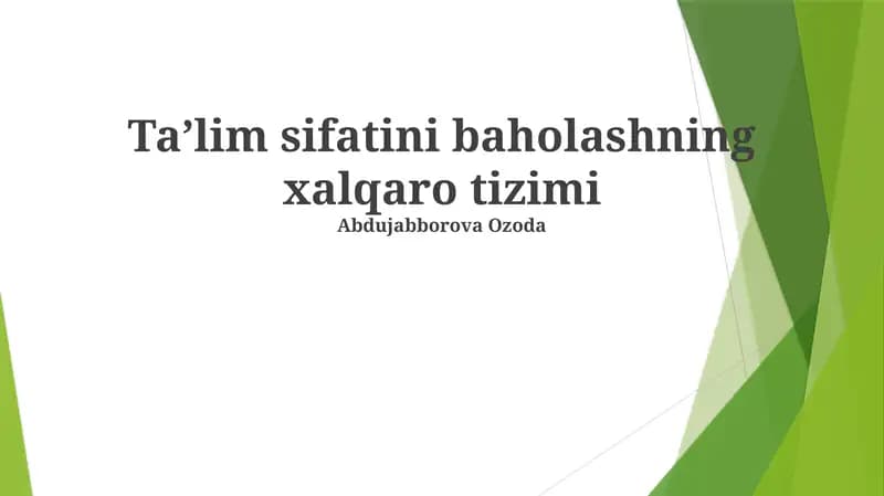 Ta'lim sifatini baholashning xalqaro tizimi