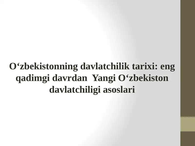 O‘zbekistonning davlatchilik tarixi