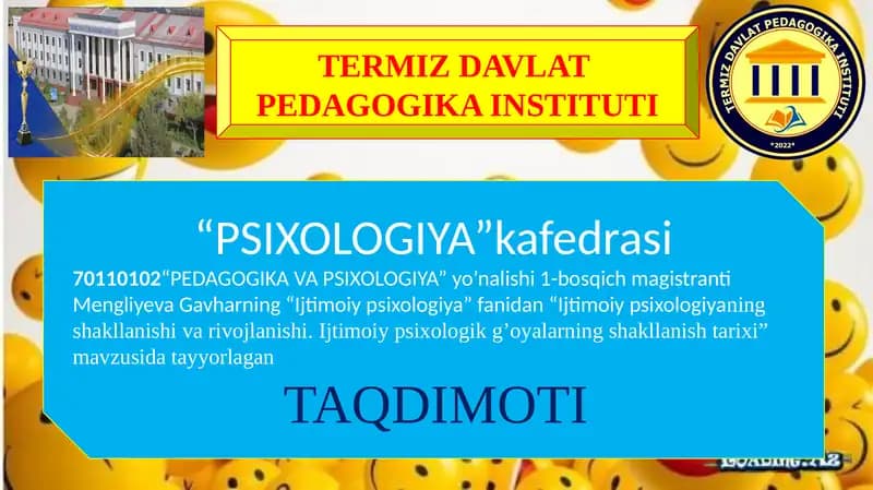 Ijtimoiiy psixologiyani shakllanishi va rivojlanishi