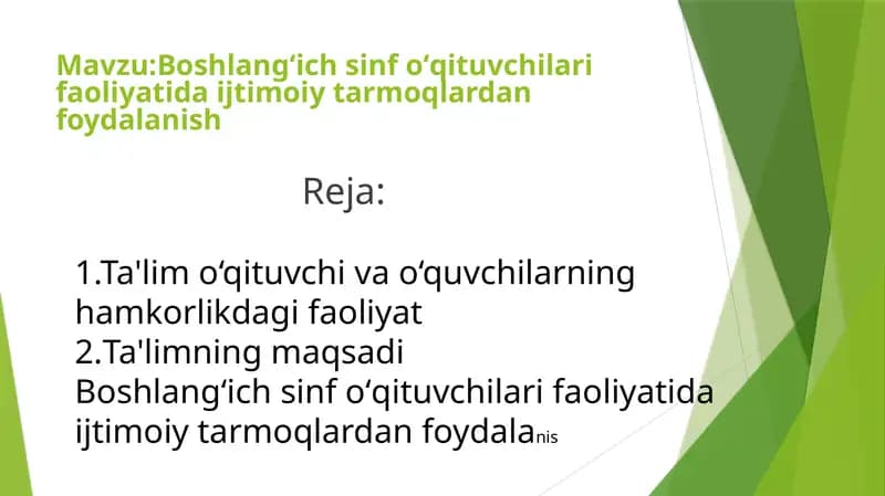 Boshlangʻich sinf oʻqituvchilari faoliyatida ijtimoiy tarmoqlardan foydalanish