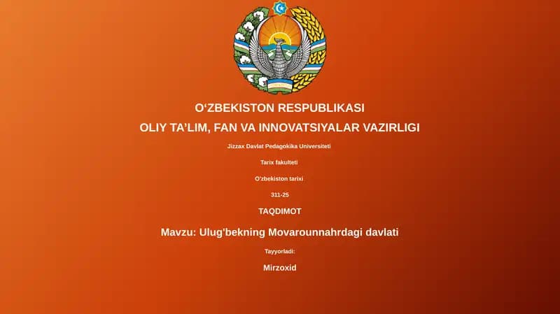 Ulug'bekning Movarounnahrdagi davlati