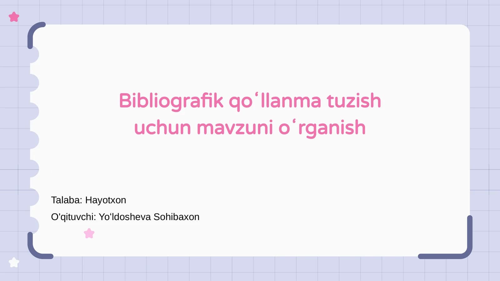 Bibliografik qo‘llanma tuzish uchun mavzuni o‘rganish