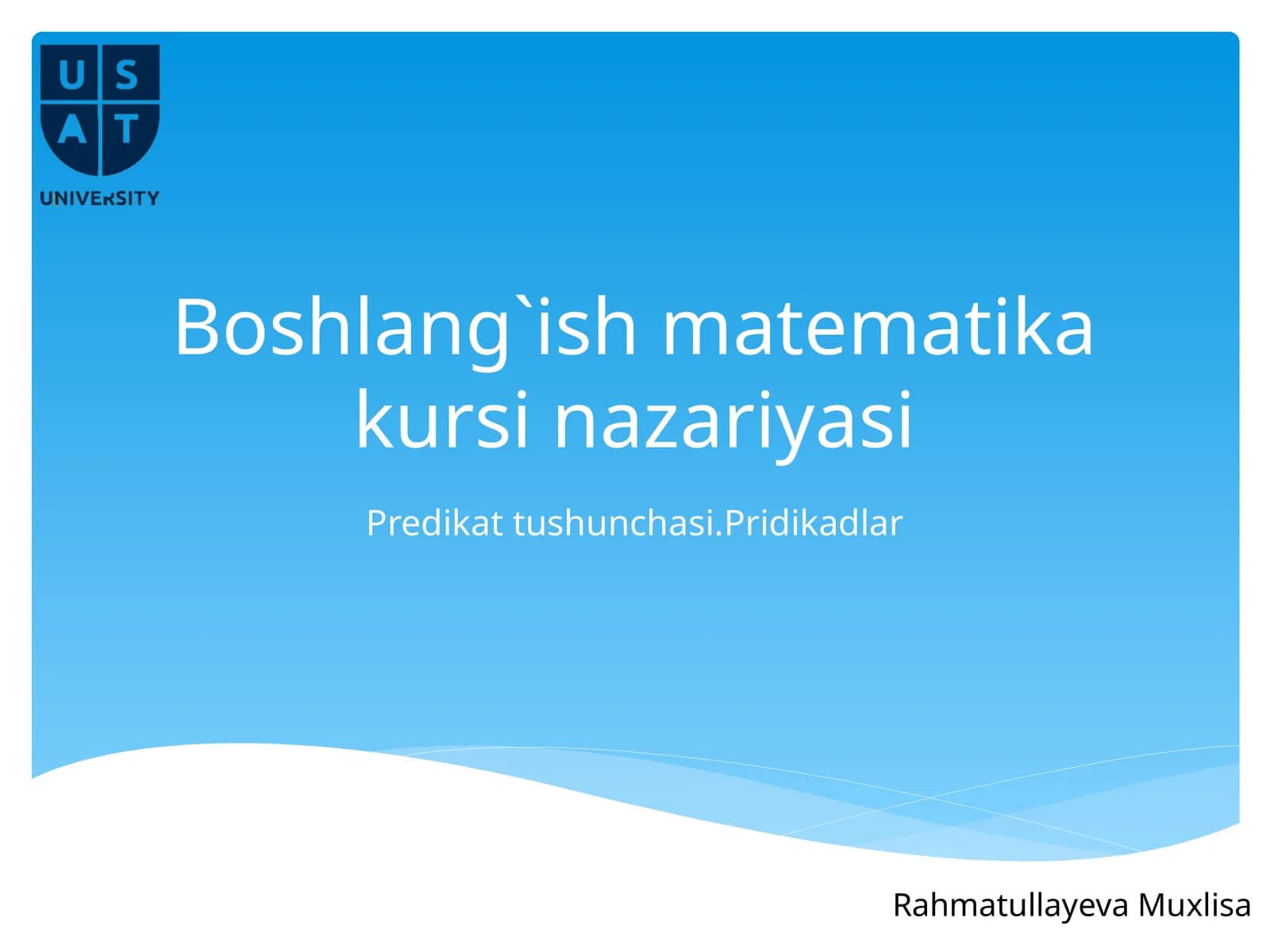 Boshlang`ish matematika kursi nazariyasi