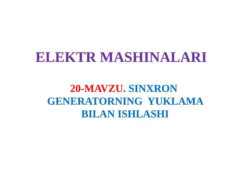 Sinxrоn Generatоr