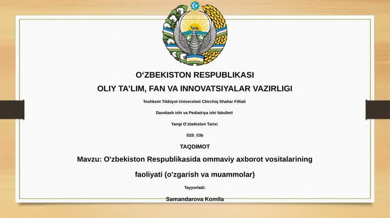 Yangi O’zbekiston Tarixi