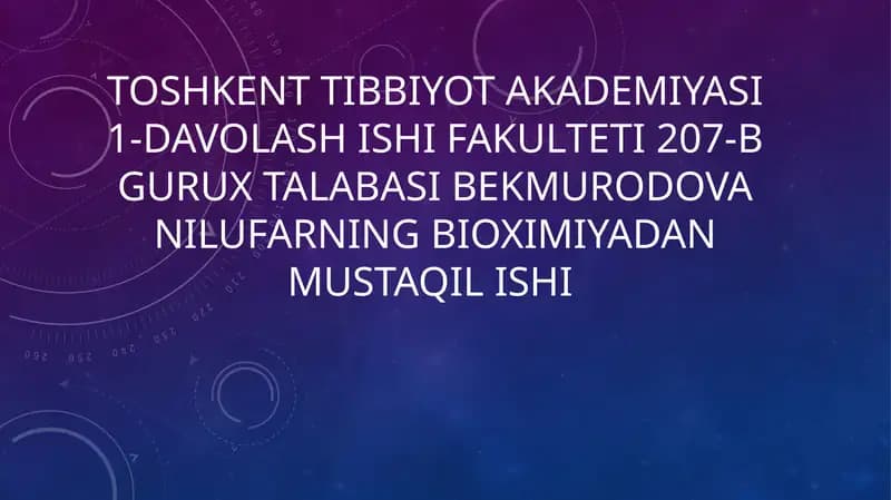 Buyraktoshlarining Biokimyoviy Mexanizmlari va Profilaktikasi